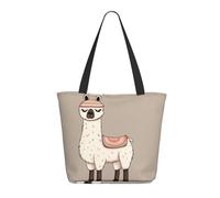 DWVTSLH No Drama Llama Tote Bag for Women Large Shoulder Bag with Zipper Travel Handbag with Pockets Reusable Shopping Bag Aesthetic Beach Bag