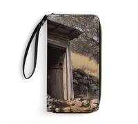 DWVTSLH Old Ancient Outhouse Printed Wallets Zip Around Wallets Leather Long Wallets for Men And Women Credit Card Holders with Cord, Essential for Travel, Office And Shopping