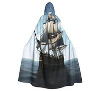 DWVTSLH old sailing ship Medieval Hooded Cloak Halloween Renaissance Cape Adult Vampire Wizard Costume for Cosplay