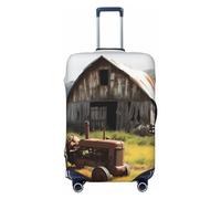 DWVTSLH Old Wooden Barn with Rusted Tractor Luggage Covers for Suitcase Tsa Approved, Spandex Elastic Suitcase Cover Protector Washable Anti-Scratch Travel Baggage Cover Fit 18-32 Inch Luggage, Black