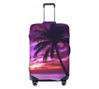 DWVTSLH Palm Tree Purple Sunset Luggage Covers for Suitcase Tsa Approved, Spandex Elastic Suitcase Cover Protector Washable Anti-Scratch Travel Baggage Cover Fit 18-32 Inch Luggage, Black, S