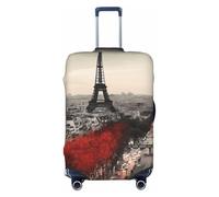 DWVTSLH Paris Luggage Covers for Suitcase Tsa Approved, Spandex Elastic Suitcase Cover Protector Washable Anti-Scratch Travel Baggage Cover Fit 18-32 Inch Luggage, Black, L