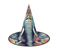 DWVTSLH Peacock Feathers Elephant Halloween Witch Hat 3 PCS Witch Costume Accessories Wizard Hats for Halloween Party Supplies