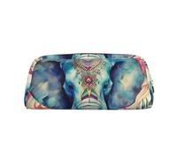 DWVTSLH Peacock Feathers Elephant Pencil Pouch Large Capacity Pencil Case Leather Cosmetic Bag Office Desk Organizer Coin Pouch Portable Zipper Toiletry Bag for Travel Outdoor, Silver, One Size