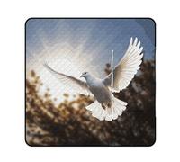 DWVTSLH Picnic Blankets Waterproof Foldable White Dove Flying in The Sun Printed Picnic Mat Outdoor Blanket for Camping on Grass Portable Sandproof Beach Blanket for Travel Hiking (59.06"x59.06" )