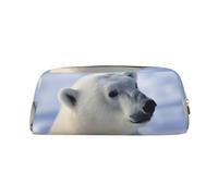 DWVTSLH Polar bear Pencil Pouch Large Capacity Pencil Case Leather Cosmetic Bag Office Desk Organizer Coin Pouch Portable Zipper Toiletry Bag for Travel Outdoor, Gold, One Size