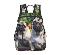 DWVTSLH Pugs in the garden Backpack Gift for Men Women Casual Daypack Lightweight Work Bag College Computer Bag