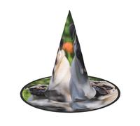 DWVTSLH Pugs in the garden Halloween Witch Hat 1 PCS Witch Costume Accessories Wizard Hats for Halloween Party Supplies