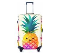 DWVTSLH Rainbow Pineapple Cartoon Luggage Covers for Suitcase Tsa Approved, Spandex Elastic Suitcase Cover Protector Washable Anti-Scratch Travel Baggage Cover Fit 18-32 Inch Luggage, Black, L