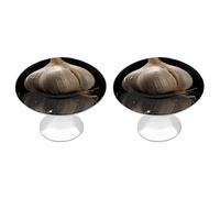 DWVTSLH Raw Garlic Cabinet Handles 2 Pack Stainless Steel Kitchen Drawer Pulls with Installation Screws Round Dresser Drawer Knobs 1.1 Inch Modern Cabinet Hardware Door Handles