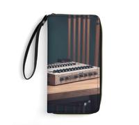 DWVTSLH Recorder with Headphones Printed Wallets Zip Around Wallets Leather Long Wallets for Men And Women Credit Card Holders with Cord, Essential for Travel, Office And Shopping