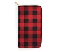 DWVTSLH Red Black Buffalo Check Plaid Pattern Leather Wallet Coin Wallet Credit Card Holder Rfid-Blocking Mini Dual-Fold Pocket Wallet Leather Zipper Wallet for Both Sexes