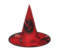 DWVTSLH Red Hibiscus Flowers Halloween Witch Hat 3 PCS Witch Costume Accessories Wizard Hats for Halloween Party Supplies
