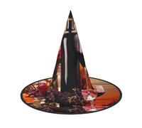 DWVTSLH Red Wine Flower Halloween Witch Hat 2 PCS Witch Costume Accessories Wizard Hats for Halloween Party Supplies