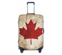 DWVTSLH Retro Canada Flag Luggage Covers for Suitcase Tsa Approved, Spandex Elastic Suitcase Cover Protector Washable Anti-Scratch Travel Baggage Cover Fit 18-32 Inch Luggage, Black, S