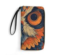 DWVTSLH Retro Color Owl Printed Wallets Zip Around Wallets Leather Long Wallets for Men And Women Credit Card Holders with Cord, Essential for Travel, Office And Shopping