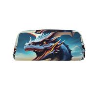 DWVTSLH Roaring Dragon Pencil Pouch Large Capacity Pencil Case Leather Cosmetic Bag Office Desk Organizer Coin Pouch Portable Zipper Toiletry Bag for Travel Outdoor, Silver, One Size