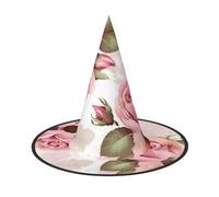 DWVTSLH Rose Floral Halloween Witch Hat 2 PCS Witch Costume Accessories Wizard Hats for Halloween Party Supplies