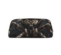 DWVTSLH Scary Spider Pencil Pouch Large Capacity Pencil Case Leather Cosmetic Bag Office Desk Organizer Coin Pouch Portable Zipper Toiletry Bag for Travel Outdoor, Gold, One Size