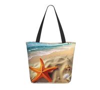 DWVTSLH Sea Beach Starfish Tote Bag for Women Large Shoulder Bag with Zipper Travel Handbag with Pockets Reusable Shopping Bag Casual Aesthetic Beach Bags