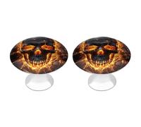 DWVTSLH Shattering of Skull Cabinet Handles 2 Pack Stainless Steel Kitchen Drawer Pulls with Installation Screws Round Dresser Drawer Knobs 1.1 Inch Modern Cabinet Hardware Door Handles