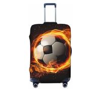 DWVTSLH Soccer flame Luggage Covers for Suitcase Tsa Approved, Spandex Elastic Suitcase Cover Protector Washable Anti-Scratch Travel Baggage Cover Fit 18-32 Inch Luggage, Black, M
