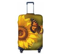 DWVTSLH Sunflower Butterfly Sunny Luggage Covers for Suitcase Tsa Approved, Spandex Elastic Suitcase Cover Protector Washable Anti-Scratch Travel Baggage Cover Fit 18-32 Inch Luggage, Black, Medium