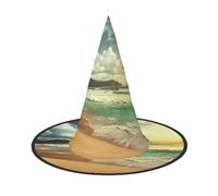 DWVTSLH Sunset on The Beach Halloween Witch Hat Witch Costume Accessories Wizard Hats for Halloween Party Supplies, Black, 2 PCS