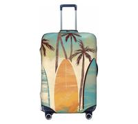 DWVTSLH Surfboard Palm Tree Luggage Covers for Suitcase Tsa Approved, Spandex Elastic Suitcase Cover Protector Washable Anti-Scratch Travel Baggage Cover Fit 18-32 Inch Luggage, Black, L