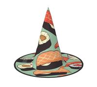 DWVTSLH Sushi Food Pattern Halloween Witch Hat 1 PC Witch Costume Accessories Wizard Hats for Halloween Party Supplies