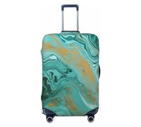 DWVTSLH teal and gold marble Luggage Covers for Suitcase Tsa Approved, Spandex Elastic Suitcase Cover Protector Washable Anti-Scratch Travel Baggage Cover Fit 18-32 Inch Luggage, Black, M