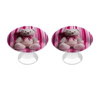DWVTSLH Teddy Bear Peach Rose Cabinet Handles 2 Pack Stainless Steel Kitchen Drawer Pulls with Installation Screws Round Dresser Drawer Knobs 1.1 Inch Modern Cabinet Hardware Door Handles
