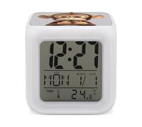 DWVTSLH The Silent Monkey Alarm Clock with 7 Color Changing Night Light, Wake Up Digital Clock for Bedroom, Bedside Cube Clock with Date, Temperature, Battery Operated Desk Clock Gift