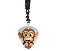 DWVTSLH The Silent Monkey Guitar Pick Necklace for Men Women Personalized Guitar Pick Pendant Necklace Stainless Steel Party Fashion Jewelry Gifts for Guitar Lovers Musical Necklaces