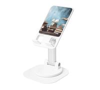 DWVTSLH The Sky Cell Phone Stand for Desk - 360° Rotation Angle Height Adjustable Desktop Phone Holder Cellphone Cradle, Fully Foldable Mobile Phone Holder for All Smartphones