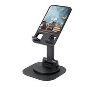 DWVTSLH The Sky Cell Phone Stand for Desk - 360° Rotation Angle Height Adjustable Desktop Phone Holder Cellphone Cradle, Fully Foldable Mobile Phone Holder for All Smartphones