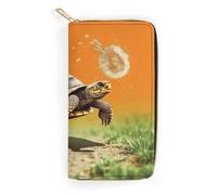 DWVTSLH Tortoise Turtle Jumping Leather Wallet Coin Wallet Credit Card Holder Rfid-Blocking Mini Dual-Fold Pocket Wallet Leather Zipper Wallet for Both Sexes