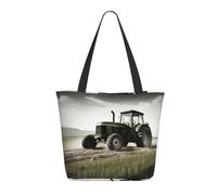 DWVTSLH Tractor Agriculture Tranquil Tote Bag for Women Large Shoulder Bag with Zipper Travel Handbag with Pockets Aesthetic Reusable Shopping Bags
