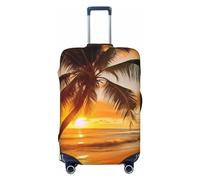 DWVTSLH Tropical Beach Palm Tree Sunset Luggage Covers for Suitcase Tsa Approved, Spandex Elastic Suitcase Cover Protector Washable Anti-Scratch Travel Baggage Cover Fit 18-32 Inch Luggage, Black, S