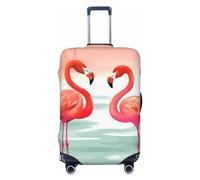 DWVTSLH Two Red Flamingos Luggage Covers for Suitcase Tsa Approved, Spandex Elastic Suitcase Cover Protector Washable Anti-Scratch Travel Baggage Cover Fit 18-32 Inch Luggage, Black, L
