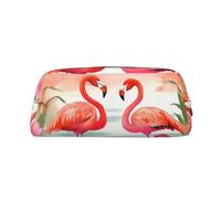 DWVTSLH Two Red Flamingos Pencil Pouch Large Capacity Pencil Case Leather Cosmetic Bag Office Desk Organizer Coin Pouch Portable Zipper Toiletry Bag for Travel Outdoor, Gold, One Size