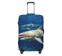 DWVTSLH Two White Sharks Luggage Covers for Suitcase Tsa Approved, Spandex Elastic Suitcase Cover Protector Washable Anti-Scratch Travel Baggage Cover Fit 18-32 Inch Luggage, Black, XL