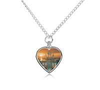 DWVTSLH Underwater Castle Pet Cremation Jewelry for Ashes for Dog/Cat Stainless Steel Memorial Urn Necklace for Women Men Animal Lover Keepsake Pendant Custom Heart Pet Ashes Necklace