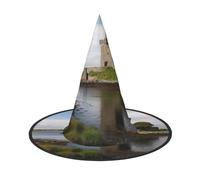 DWVTSLH View of The Dunguaire Castle Halloween Witch Hat 3 PCS Witch Costume Accessories Wizard Hats for Halloween Party Supplies
