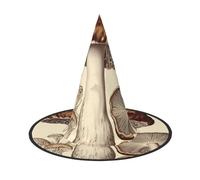 DWVTSLH Vintage Mushrooms Drawing Halloween Witch Hat 1 PCS Witch Costume Accessories Wizard Hats for Halloween Party Supplies