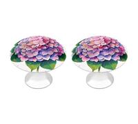 DWVTSLH Watercolor Hydrangea Cabinet Handles 2 Pack Stainless Steel Kitchen Drawer Pulls with Installation Screws Round Dresser Drawer Knobs 1.1 Inch Modern Cabinet Hardware Door Handles