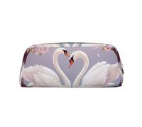 DWVTSLH White Swans with Floral Tree Pencil Pouch Large Capacity Pencil Case Leather Cosmetic Bag Office Desk Organizer Coin Pouch Portable Zipper Toiletry Bag for Travel Outdoor
