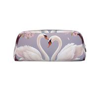 DWVTSLH White Swans with Floral Tree Pencil Pouch Large Capacity Pencil Case Leather Cosmetic Bag Office Desk Organizer Coin Pouch Portable Zipper Toiletry Bag for Travel Outdoor