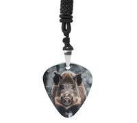 DWVTSLH Wild Boar Guitar Pick Necklace for Men Women Personalized Guitar Pick Pendant Necklace Stainless Steel Party Fashion Jewelry Gifts for Guitar Lovers Musical Necklaces