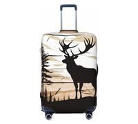 DWVTSLH Wild Elk silhouette Luggage Covers for Suitcase Tsa Approved, Spandex Elastic Suitcase Cover Protector Washable Anti-Scratch Travel Baggage Cover Fit 18-32 Inch Luggage, Black, L